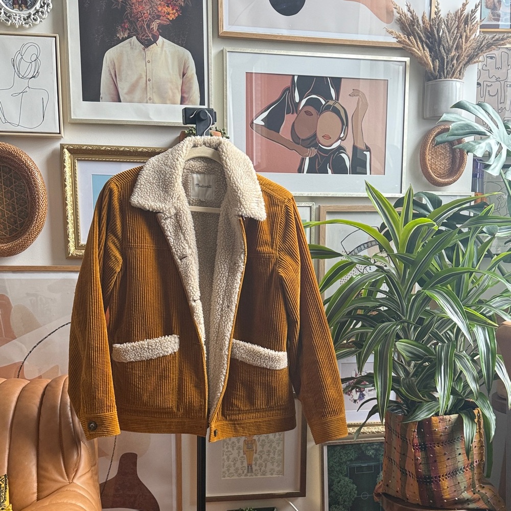 Madewell Brown Corduroy Jacket with Cream Sherpa Lining